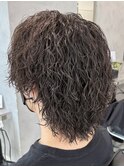 サーフカール ツーブロック 海外風センターパート 波巻きパーマ