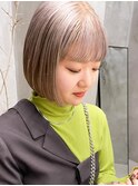 ブロンドハイトーンボブ内巻きボブミニボブ切りっ放し