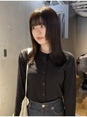 【中澤彩乃】フルバング顔まわりレイヤーグレーベージュ透明感