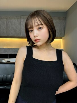 ノク(nok) ふんわり前髪黒髪ボブルフネビージュ小顔ワンレン