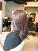ブラウンカラー　大人かわいいコテ巻きロング