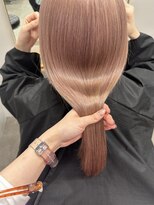 ユウル 横浜(juhl.)&nbsp;ミルクティーピンクカラーブリーチダブルカラーピンクベージュ