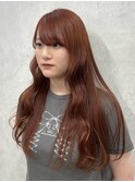ブリーチなしダブルカラー/オレンジブラウン/ローレイヤー/原宿
