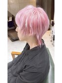 シースルーウルフカット/ピンクダブルカラー