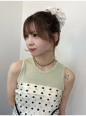 ナチュラルガーリーなお団子×オリーブカラー