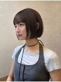 小顔みせ抜群◎切りっぱなしボブ×ダークチョコブラウン