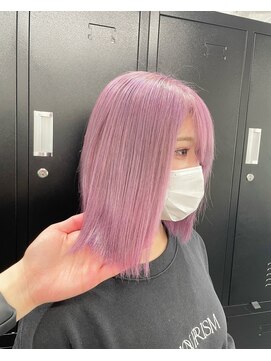 ワンズクロエ 原宿店(ONE's Chloe) イメチェンピンクベージュアンブレラカラー前髪ダークブルー原宿