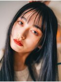 《Agu hair》ダークグレー×艶髪ロング　ブルーブラック2