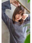 大人かわいい前髪セシルカットココアブラウンフリンジウェーブ