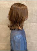 ミディアム レイヤーカット イルミナカラー 顔周りカット