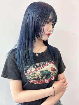 カシェル(cashel) ネイビーブルー ブルーブラック 暗髪カラー 透明感 レイヤー