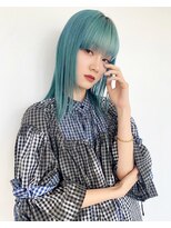 ゲーム バイ アランスミシー 横浜(GAME by Alan Smithee)&nbsp;ターコイズカラー/ダブルカラー/ミルクティーベージュ/ボブ