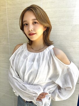 オーロ(ORO) ブリーチ2回ミルクティーグレージュデザインカラー