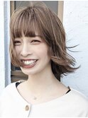 マロンベージュ/アッシュベージュ/切りっぱなしボブ