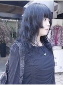 △癖毛風パーマレイヤーパーマ姫カットブルーブラック