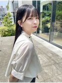ナチュラル小顔前髪あり後れ毛サイドバング結べるボブくびれヘア