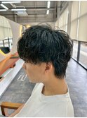 ミニウルフチェリーブラウンホワイトグレージュフェザーパーマ