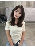 黒髪ボブルフネビージュ小顔ワンレン顔まわり韓国レイヤーカット