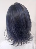 サファイヤブルーハイライト おしゃれウルフヘア☆