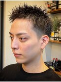 1132黒髪アッシュブラックツーブロック刈り上げ短髪ショート