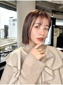 【似合わせイメチェンカット】切りっぱなしボブ×ピンクブラウン