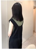 ミディアム暗髪グレージュヘア