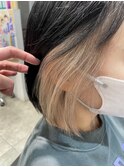 インナーカラー ベージュ ミニボブ ホワイトベージュ グレージュ