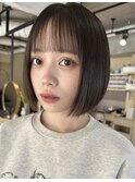 縮毛矯正/髪質改善トリートメント/ミディアムヘア/グレージュ