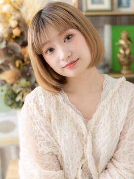 カバーヘア ブリス 川口(COVER HAIR bliss) ハイトーンカラー艶感ストレート抜け感ボブh3川口20代30代40代