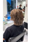サーフカールセンターパート波巻きツイストスパイラルツーブロ