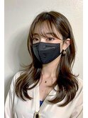シースルーバング小顔◎顔周りレイヤーヨシンモリセミディー