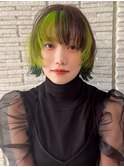 デザインカラー×ライムグリーン×美髪×原宿×渋谷×表参道