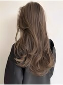 ナチュラルチョコレートブラウン/ロングレイヤー/透明感