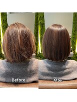 カミガミ 栄(KAMIGAMI)&nbsp;ハイライト毛の髪質改善ケラチン酸性ストレート（縮毛矯正）