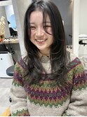 ハッシュカットロングレイヤー顔周りカットダークブラウン下北沢