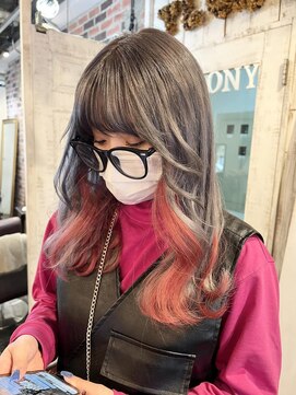 トロニー(TLONY) エクステごとホワイトグレー　インナーピンク　グレーベージュ