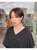 20代30代ミニボブココアブラウン小顔美肌ストレート丸み