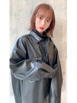 アイユー(ii+U)&nbsp;オレンジベージュ　外ハネボブ　春カラー　顔周りカット