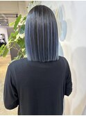 ブルー系大人気!バレイヤージュ_contrast blue ash_