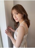 大人かわいい顔まわりレイヤーシースルーバングまろベージュ