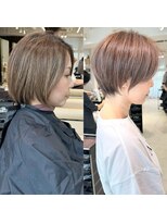 ショートボブ髪型20代30代前髪あり前髪なし面長丸顔【荒牧】AY