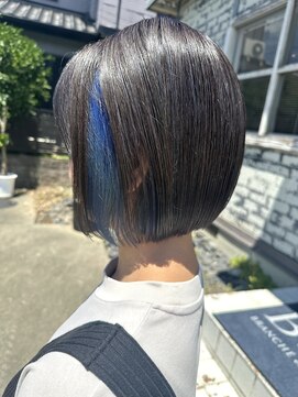 ブランシェ 小牧店(BRANCHE) 丸みボブ × インナーブルーカラー〔西尾〕