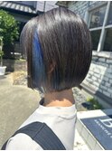 丸みボブ × インナーブルーカラー〔西尾〕