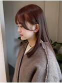 チョコレートブラウン ブリーチなしダブルカラー 顔まわりカット