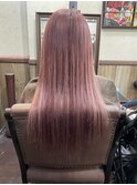 セルフカラーのピンクにも編み込みで合わせます☆なエクステ!