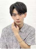 ソフトツイストパーマハーフアップバングツーブロックマッシュ