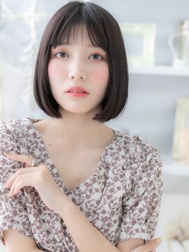 カバーヘア 上尾西口店(COVER HAIR) 黒髪シースルーバング小顔切りっぱなしボブh3上尾20代30代40代