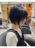 ショートボブ×ブルーラベンダー