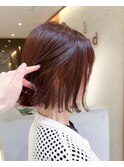 ホワイトグレージュミニウルフデジタルパーマチェリーブラウン