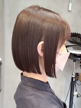 エリマ 横浜西口(elima) ブリーチなしダブルカラーピンクベージュミディアムボブ20代